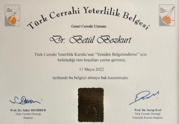 Türk Cerrahi Yeterlilik Belgesi Genel Cerrahi Uzmanı