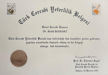 Türk Cerrahi Yeterlilik Belgesi Genel Cerrahi Uzmanı
