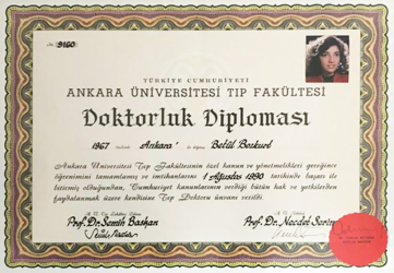 Ankara Üniversitesi Tıp Fakültesi Doktorluk Diploması 1990