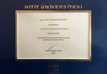 Hitit Üniversitesi Profesörlük Belgesi